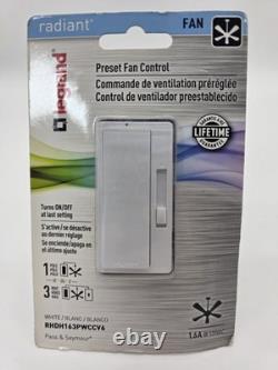6 Pack LEGRAND RADIANT RHDH163PWCCV6 Preset Fan Control Switch 3-Way White