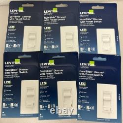 6 Pcs Leviton Decora 66741-W SureSlide Dimmer Switch Single Pole 3-Way White