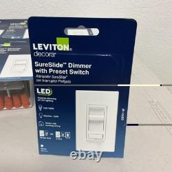 6 Pcs Leviton Decora 66741-W SureSlide Dimmer Switch Single Pole 3-Way White