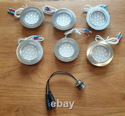 6 x Nickel (Dimmable) Camper LED interior lights Complete with 2 Dimmer Switches