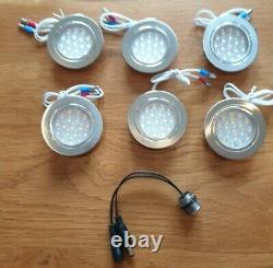 6 x Nickel (Dimmable) Camper LED interior lights Complete with 2 Dimmer Switches