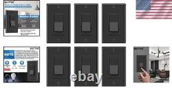 6pk Dimmer Wall Switches Black, Single Pole/3-Way, LED Compatible