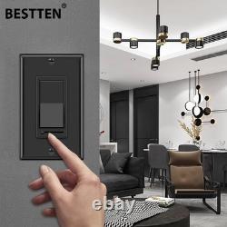 6pk Dimmer Wall Switches Black, Single Pole/3-Way, LED Compatible