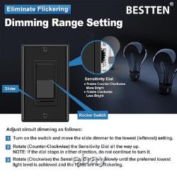 6pk Dimmer Wall Switches Black, Single Pole/3-Way, LED Compatible