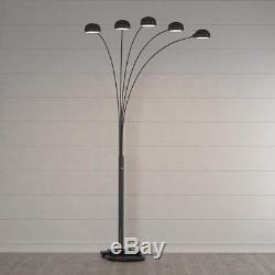 84 In. 5 Arms Arch Black Floor Lamp Decorative Light Dimmer Switch Metal Accent