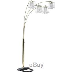 84 Polished Brass Crystal Floor Lamp Chandelier Shades Dimmer Switch Light