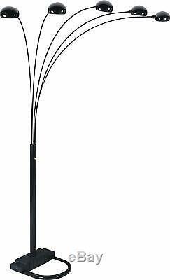 84 Tall 5 Adjustable Arm Arch Arching Dimmer Switch Floor Lamp Light, Black
