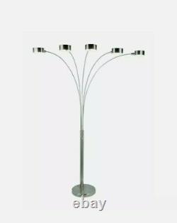 ARTIVA Floor Lamp Modern Arched 88 in Tree Dimmable Brushed Steel Nickel 5-Light