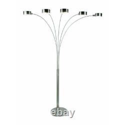 ARTIVA Floor Lamp Modern Arched 88 in Tree Dimmable Brushed Steel Nickel 5-Light