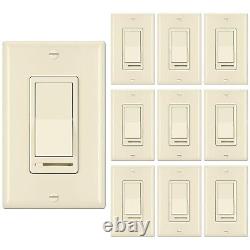 Almond 10-Pack Dimmer Switch for LED, CFL, and Incandescent Bulbs UL Listed