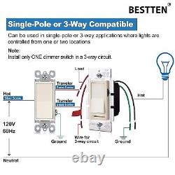 Almond 10-Pack Dimmer Switch for LED, CFL, and Incandescent Bulbs UL Listed