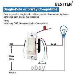 Almond 10-Pack Dimmer Switch for LED, CFL, and Incandescent Bulbs UL Listed