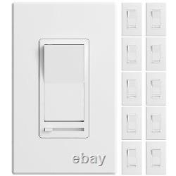 Amico 10 Pack Dimmer Light Switch, Single-Pole or 3-Way 3Way, White