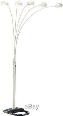 Arch Floor Lamp 5 Arms Bulbs Lighting Fixture Dimmer Switch White Metal Modern