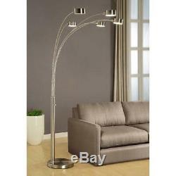 Artiva USA Micah 5 Arc Brushed Steel Floor Lamp with Dimmer Switch, 360
