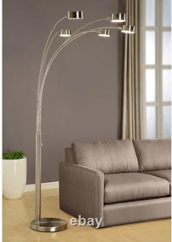 Artiva USA Micah 5 Arc Brushed Steel Floor Lamp with Dimmer Switch, 360 Degree