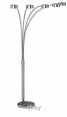Artiva USA Micah 5 Arc Brushed Steel Floor Lamp with Dimmer Switch 360 Degree