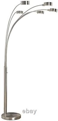 Artiva USA Micah 5 Arc Brushed Steel Floor Lamp with Dimmer Switch, 360 Degree