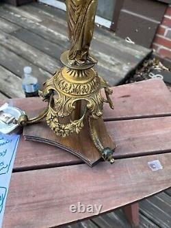 BEAUTIFUL ANTIQUE Electric Brass 5 Light Table Candelabra Piano Statue Lamp