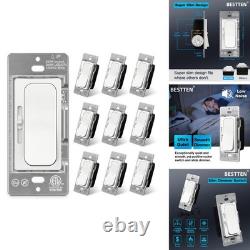 BESTTEN 10 PK Slim Single Pole Or 3 Way Dimmer Light Switch, ETL Listed