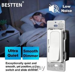 BESTTEN 10 PK Slim Single Pole Or 3 Way Dimmer Light Switch, ETL Listed