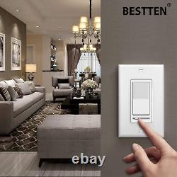 BESTTEN 10 Pack Dimmer Light Switch, Single-Pole or 3-Way Dimmer Switches, and