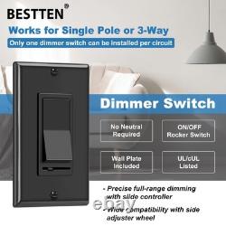 BESTTEN 10 Pack Dimmer Wall Light Switch, Compatible with Standard, Black