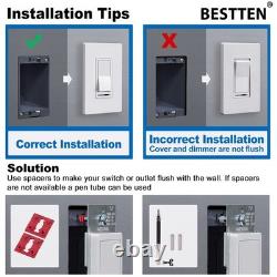 BESTTEN 10 Pack Dimmer Wall Light Switch, Compatible with Standard, Black