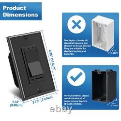 BESTTEN 10 Pack Dimmer Wall Light Switch, Compatible with Standard, Black