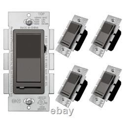 BESTTEN 5-Pack Matte Brown Dimmer Light Switch, 1-Pole/3-Way, LED/CFL/Incandesce