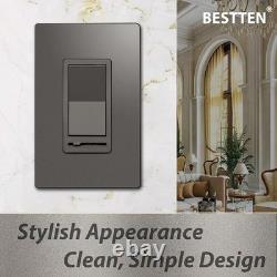 BESTTEN 5-Pack Matte Brown Dimmer Light Switch, 1-Pole/3-Way, LED/CFL/Incandesce