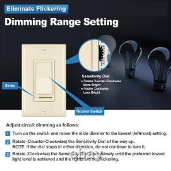 Beige Rocker Dimmer Switch for Dimmable LED, Halogen and Incandescent Bulbs, Sin