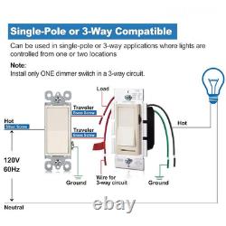Beige Rocker Dimmer Switch for Dimmable LED, Halogen and Incandescent Bulbs, Sin