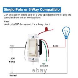 Beige Rocker Dimmer Switch for Dimmable LED, Halogen and Incandescent Bulbs, Sin