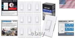 Bulk 10 Dimmer Switches White Rocker, 120V, LED/CFL Compatible, 3-Way Control