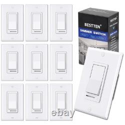 Bulk 10 Dimmer Switches White Rocker, 120V, LED/CFL Compatible, 3-Way Control