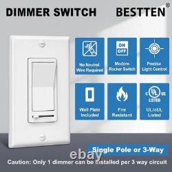 Bulk 10 Dimmer Switches White Rocker, 120V, LED/CFL Compatible, 3-Way Control
