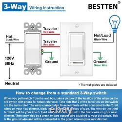 Bulk 10 Dimmer Switches White Rocker, 120V, LED/CFL Compatible, 3-Way Control