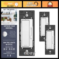 CFL/LED Dimmer Light Switch, Single-Pole/3-Way, Locator Light, 0-10V, White, 3-P