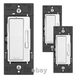 CFL/LED Dimmer Light Switch, Single-Pole/3-Way, Locator Light, 0-10V, White, 3-P