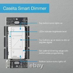 Caseta Smart Dimmer Switch, 150W LED/600W Incandescent Wall Ceiling Lights, White