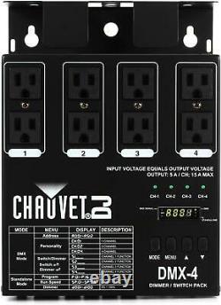 Chauvet DJ DMX-4 4-Ch DMX Dimmer/Switch Pack + ADJ C-Clamp Heavy Duty Lighting