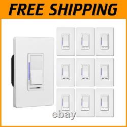 Convenient 10 Pack Dimmer Light Switches Single Pole/3-Way, Blue LED Indicator