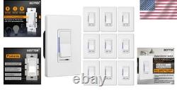 Convenient 10 Pack Dimmer Light Switches Single Pole/3-Way, Blue LED Indicator