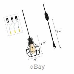 Creatgeek Plug-in Pendant Light with 16'Cord and On/Off Dimmer Switch, Indust