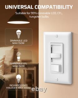 DEWENWILS Dimmer Switch for LED Lights, ETL & cUL Listed, White, 10 Packs