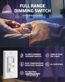 DEWENWILS Dimmer Switch for LED Lights, ETL & cUL Listed, White, 10 Packs