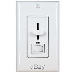Decorator Slide Wall Dimmer Light Switch 3-Way White Knob + Cover LED Indicator