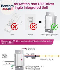 Dimmer Light Switch & 24V 60W Dimmable LED Driver 2 in 1, UL Listed Single-Pole