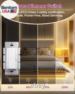 Dimmer Light Switch & 24V 60W Dimmable LED Driver 2 in 1, UL Listed Single-Pole